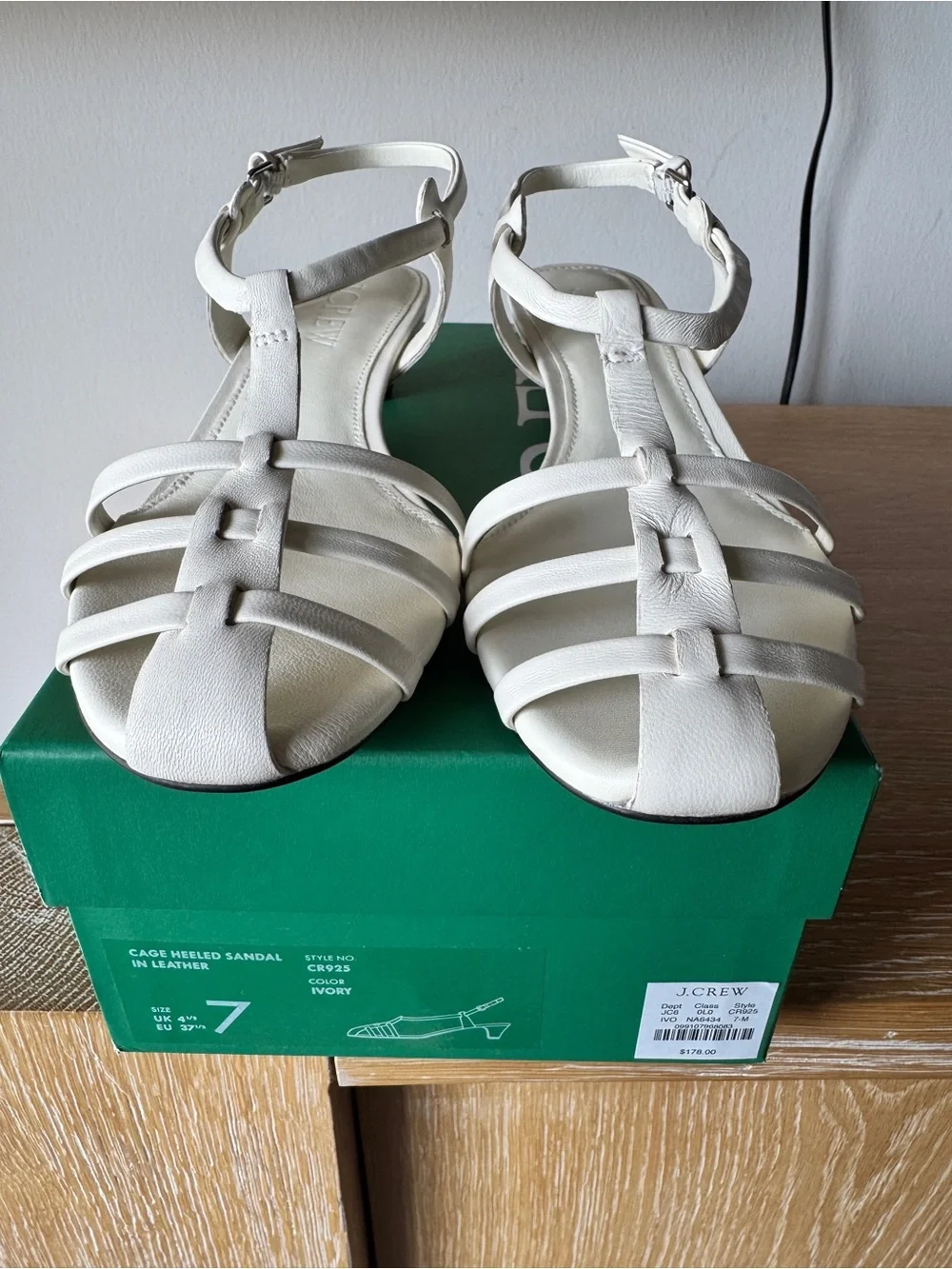 J. CREW Cage-toe kitten heels in leather, Ivory, Size 7 CR925 *with box* - Picture 7 of 15